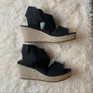 Eileen Fisher | Black Espadrille Wedges